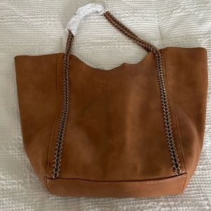 Street Level Chain Faux Leather Tote